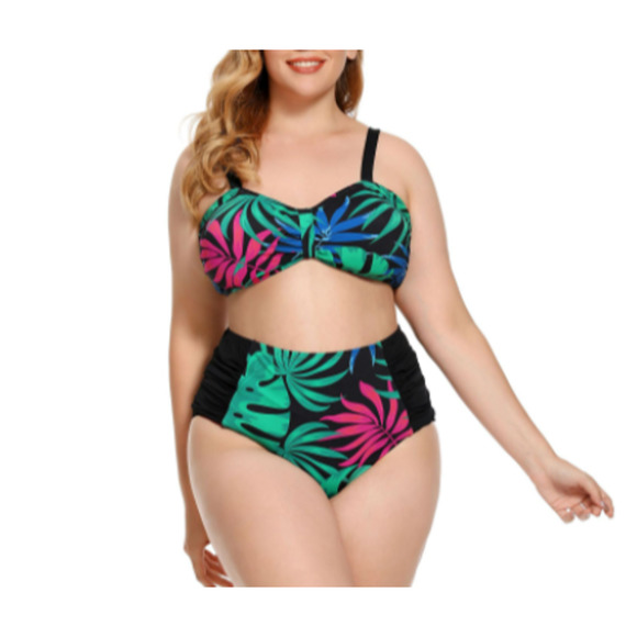 Plus Size Women Bikini Floral Printed Swimsuit beach wear - Picture 4 of 12